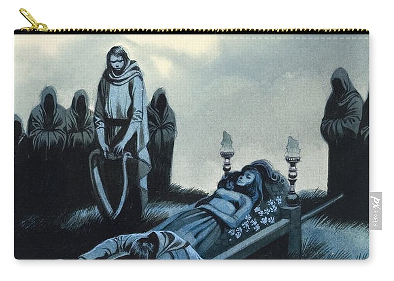 Tannhauser And Elizabeth Zip Pouch featuring the painting Tannhauser and Elizabeth by Ron Embleton