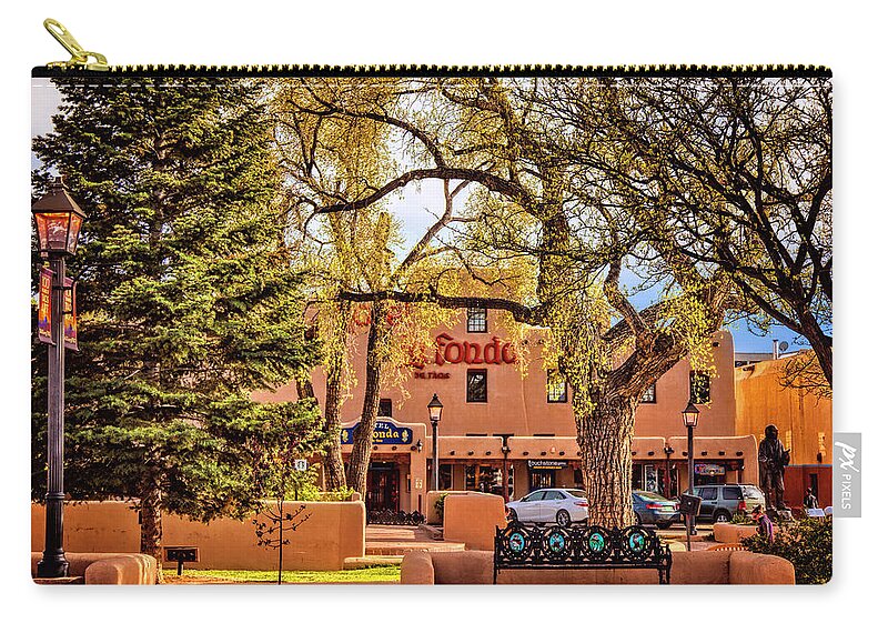 Taos Plaza Zip Pouch featuring the photograph Taos Plaza by Diana Powell