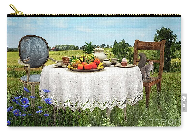3d Zip Pouch featuring the digital art Tea for Two by Jutta Maria Pusl