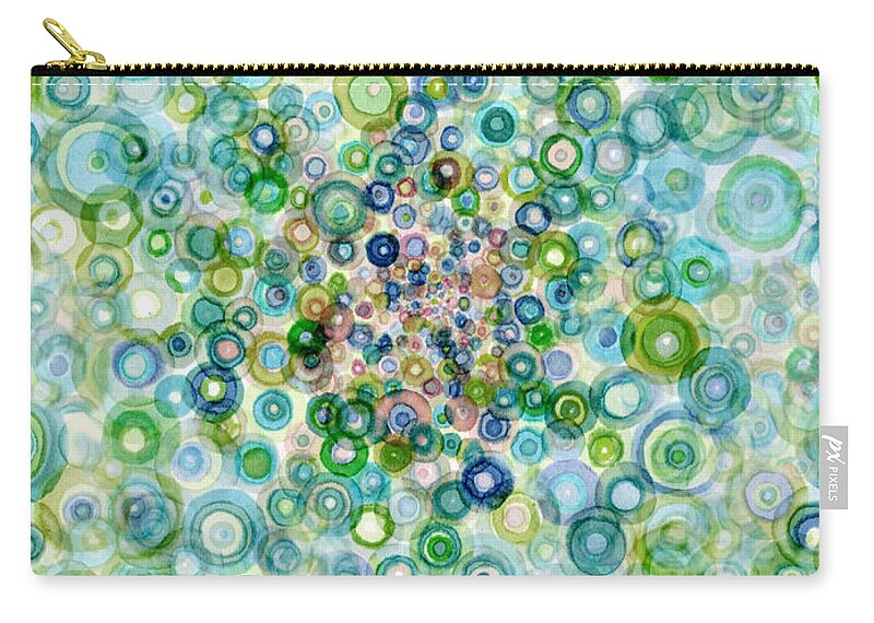 Concave Zip Pouch featuring the painting Teal And Olive Concavity by Regina Valluzzi