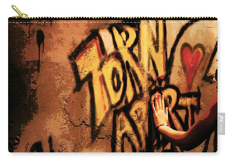 Berlin Zip Pouch featuring the photograph Tear This Wall Down by Susan Vineyard