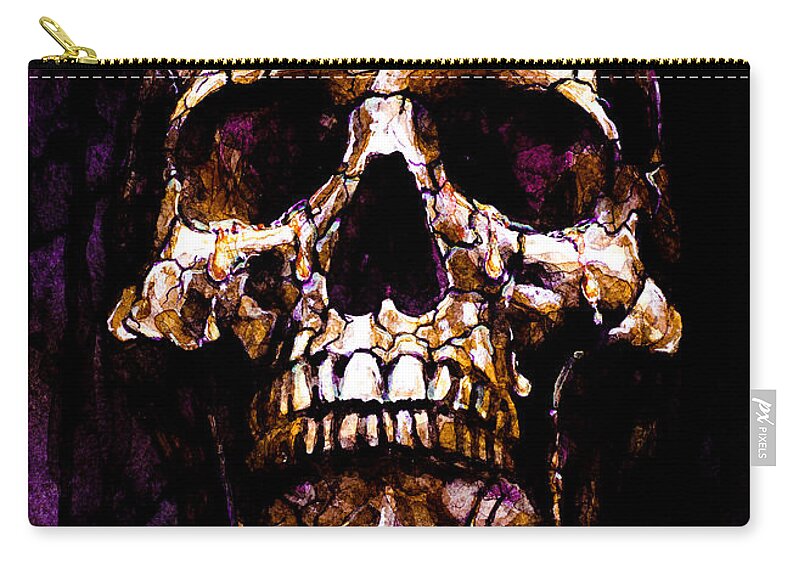 Skull Zip Pouch featuring the painting Tears Dry On Their Own 3 by Laur Iduc