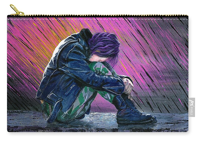 Portrait Carry-all Pouch featuring the painting Tears in the Rain by Matthew Mezo