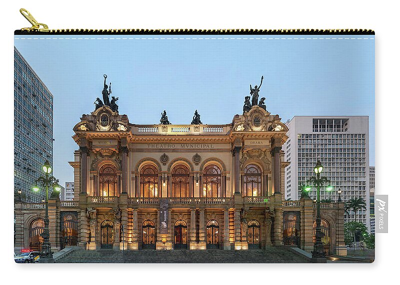 Theater Zip Pouch featuring the photograph Teatro Municipal de Sao Paulo by Wilfredo R Rodriguez