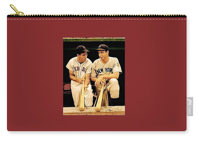 Ted Williams Joe Dimaggio All Star Game Circa 1946 Zip Pouch featuring the photograph Ted Williams Joe DiMaggio all star game circa 1946 by David Lee Guss
