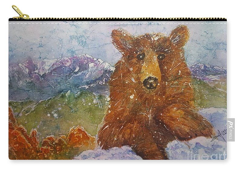 Garden Of The Gods Carry-all Pouch featuring the painting Teddy wakes up in the most desireable city in the nation by Carol Losinski Naylor