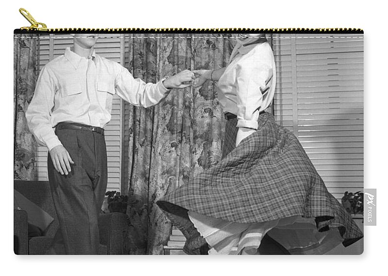 1950s Zip Pouch featuring the photograph Teenage Couple Dancing Jitterbug by Debrocke/ClassicStock