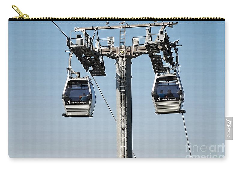 Teleferic Zip Pouch featuring the photograph Teleferic cable cars in Barcelona by David Fowler