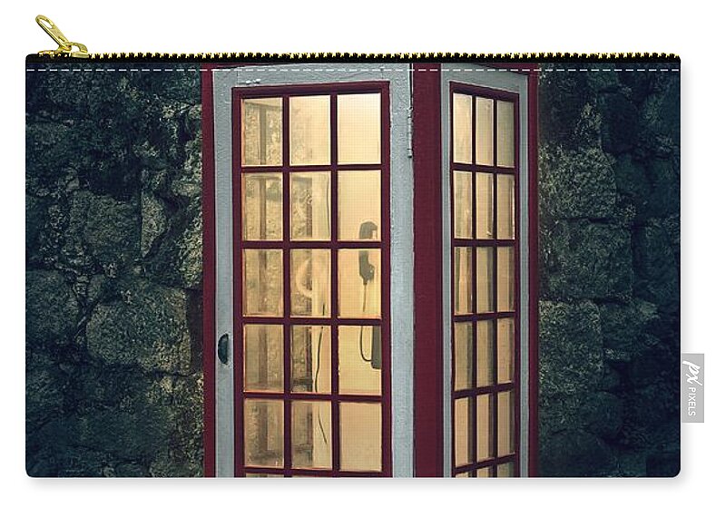 Cabin Zip Pouch featuring the photograph Telephone Booth by Carlos Caetano