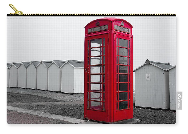 Budleigh Salterton Zip Pouch featuring the photograph Telephone Box By the Sea i by Helen Jackson