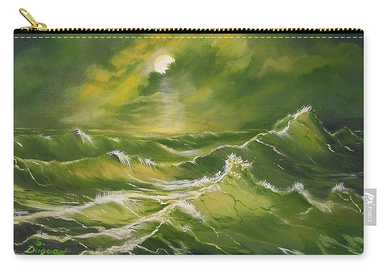 Mostly Green Zip Pouch featuring the painting Tempest by Sharon Duguay