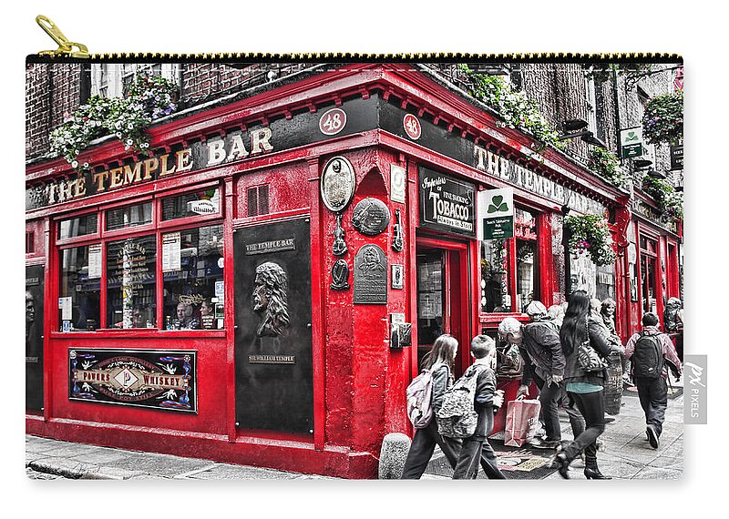 Sharon Popek Zip Pouch featuring the photograph Temple Bar Pub by Sharon Popek