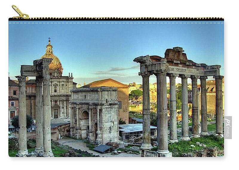Temple Carry-all Pouch featuring the painting Temple of Saturn by Troy Caperton