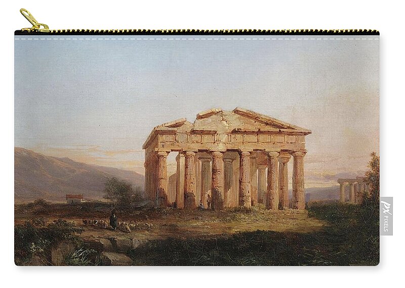 Temple Carry-all Pouch featuring the painting Temples of Paestum by Jules Louis Philippe Coignet
