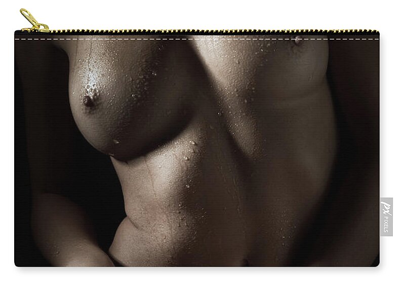 Nude Zip Pouch featuring the photograph Temptation by Vitaly Vakhrushev