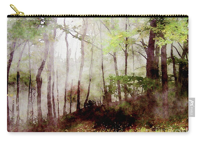 Tennessee Zip Pouch featuring the digital art Tennessee Forest Fog by Phil Perkins