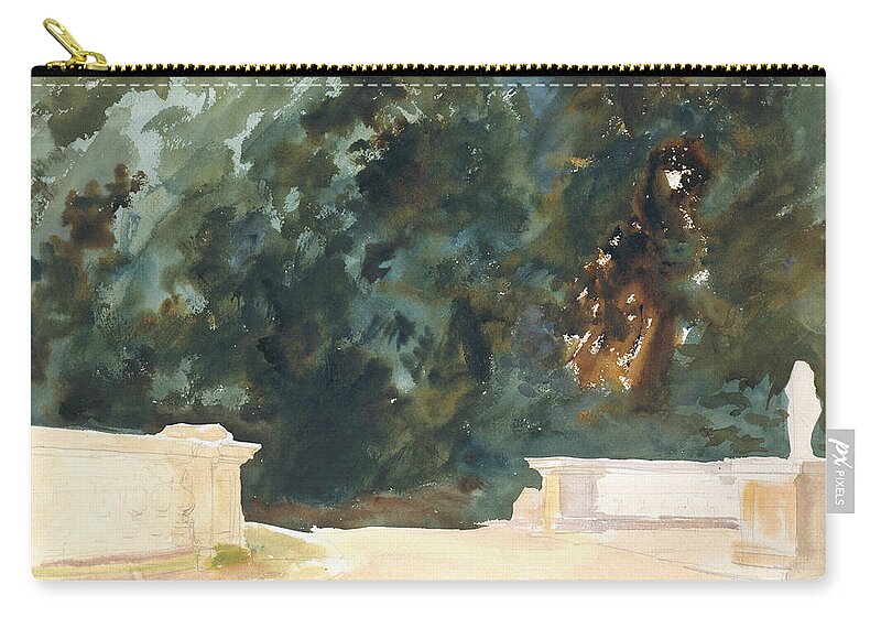 19h Century Art Zip Pouch featuring the drawing Terrace and Gardens by John Singer Sargent