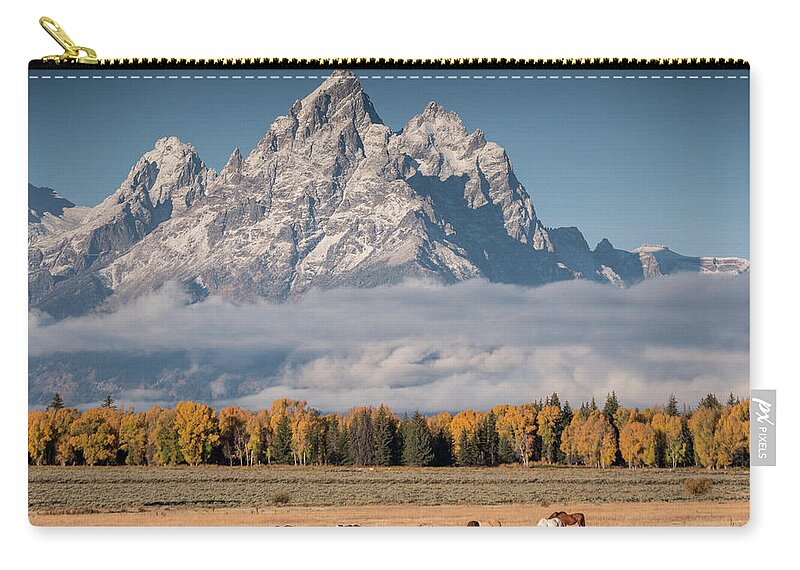 Horses Carry-all Pouch featuring the photograph Teton Horses by Wesley Aston