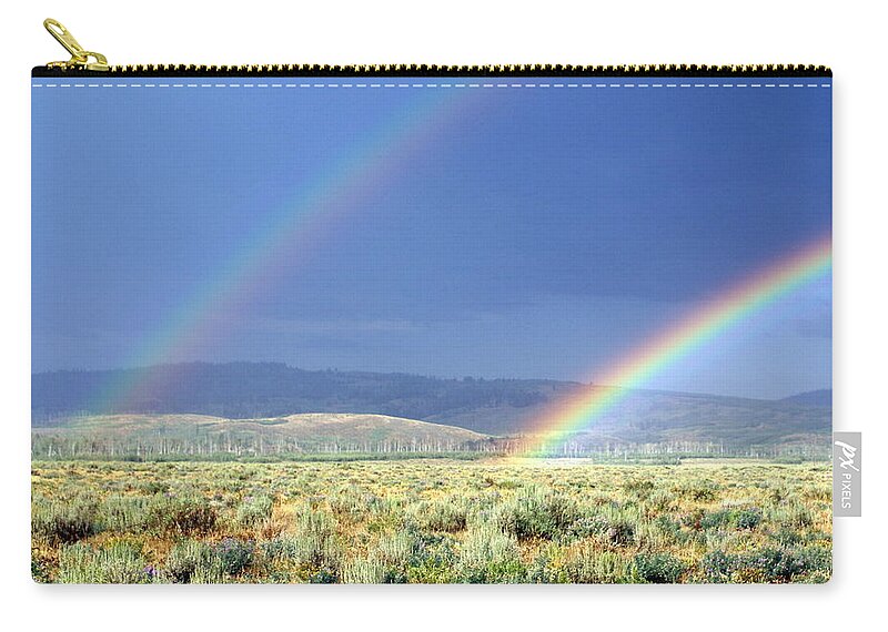 Grand Teton National Park Zip Pouch featuring the photograph Teton Rainbow by Marty Koch