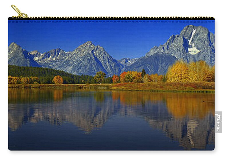 Oxbow Bend Zip Pouch featuring the photograph Tetons from Oxbow Bend by Raymond Salani III