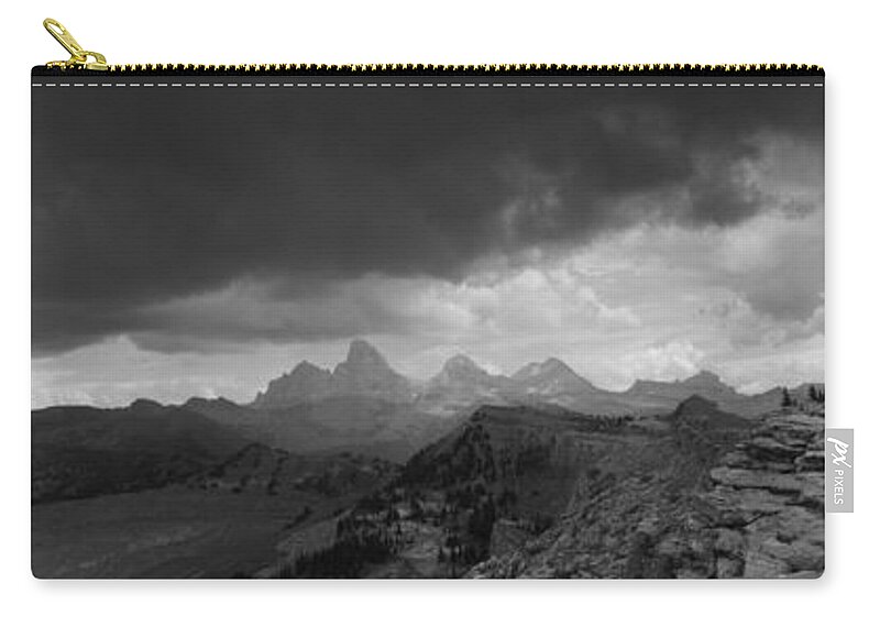 Tetons From The Summit Of Fred's Mountain Zip Pouch featuring the photograph Tetons from the Summit of Fred's Mountain by Raymond Salani III