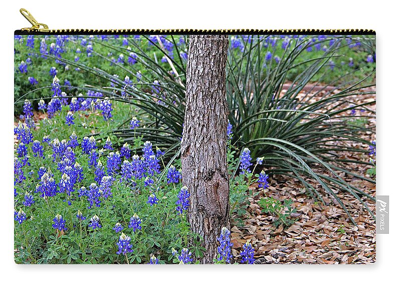 Landscape Zip Pouch featuring the photograph Texas Bluebonnets by Matalyn Gardner