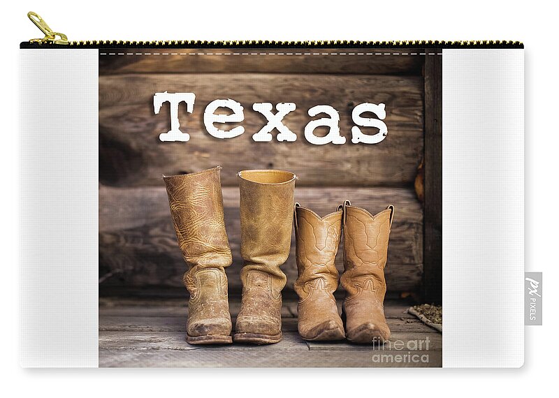Texas Zip Pouch featuring the photograph Texas Cowboy Boots by Edward Fielding