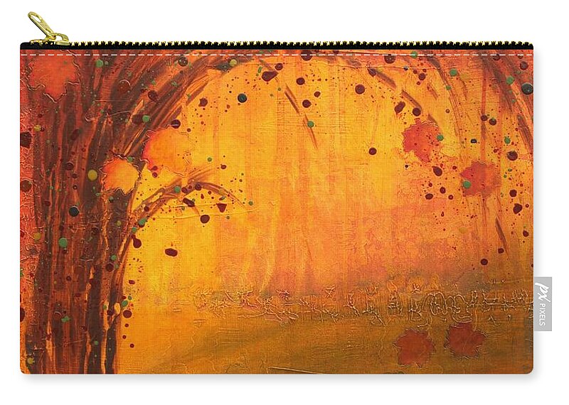 Acrylic Carry-all Pouch featuring the painting Textured Fall - Tree Series by Brenda O'Quin