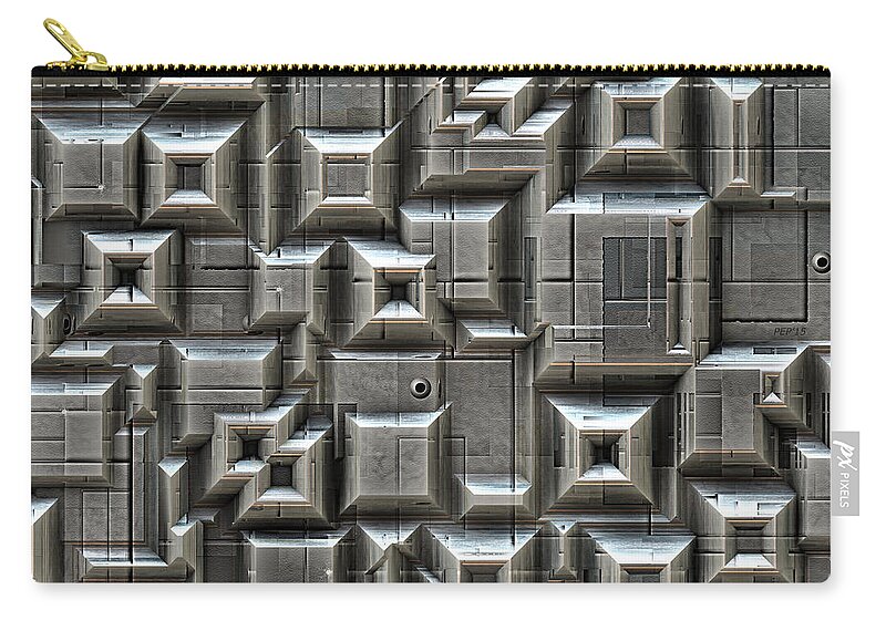 Tiles Zip Pouch featuring the digital art Textured Space Tiles by Phil Perkins