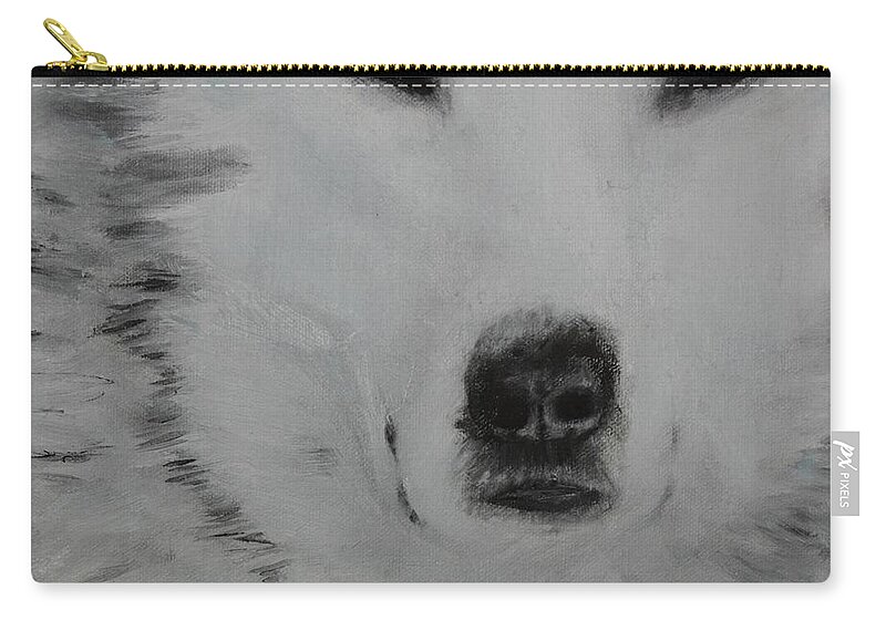 Wolfs Zip Pouch featuring the painting The Stare by Neslihan Ergul Colley