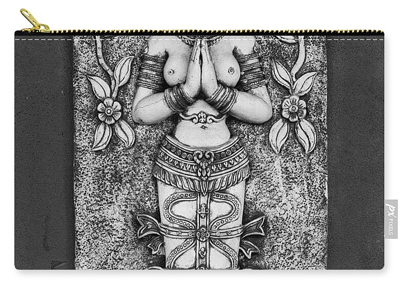 Statue Zip Pouch featuring the photograph Thai Carving of Naked Goddess by Antony McAulay