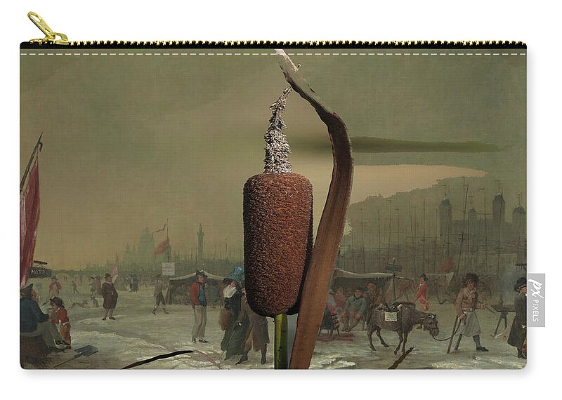 Donkey Zip Pouch featuring the photograph Thames Cattail by Luke Golobitsh