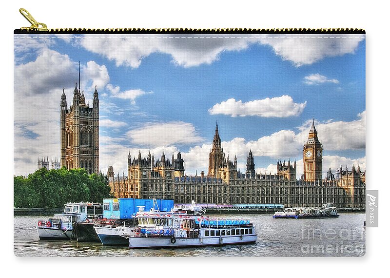 Thames River In London Zip Pouch featuring the photograph Thames River In London by Mel Steinhauer