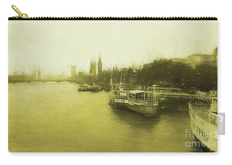 London Zip Pouch featuring the digital art Thames West by Roger Lighterness