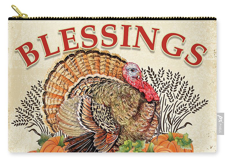 Thanksgiving Zip Pouch featuring the painting Thanksgiving-E by Jean Plout