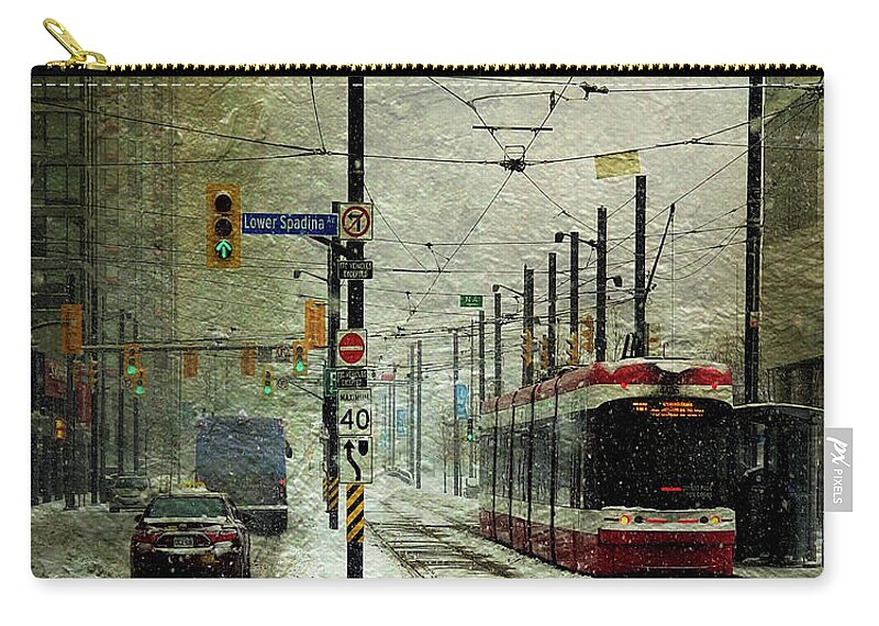 Toronto Zip Pouch featuring the digital art That Day It Snowed 1 by Nicky Jameson