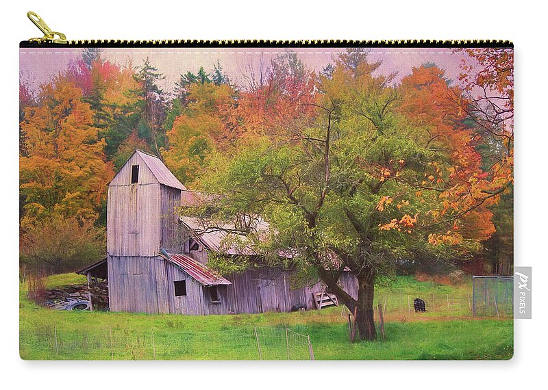 Barn Zip Pouch featuring the photograph That Old Gray Barn by John Rivera