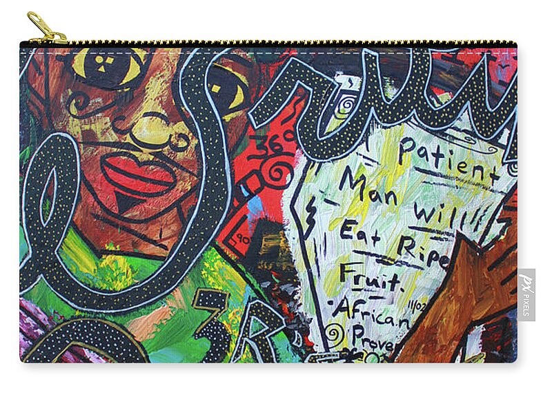  Zip Pouch featuring the painting The 3 R's by Odalo Wasikhongo