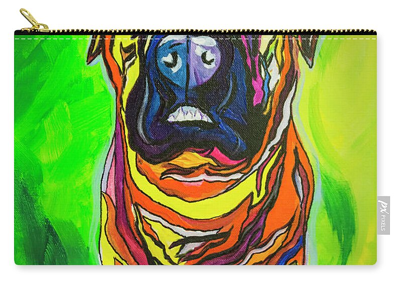 Mastiff Zip Pouch featuring the painting The Abstract Mastiff by Janice Pariza