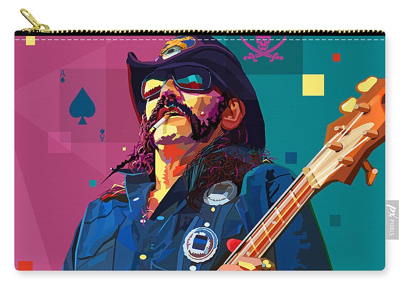 Lemmy Zip Pouch featuring the digital art The Ace of Spades by Mal Bray