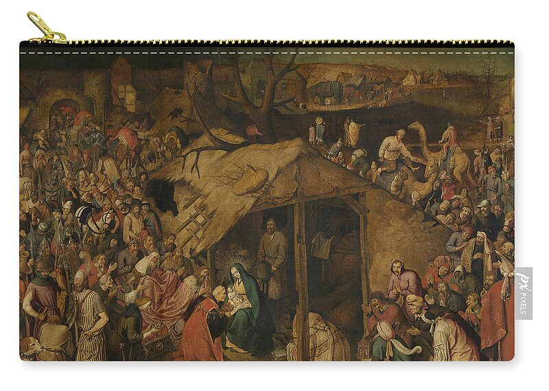 Flemish Painters Zip Pouch featuring the painting The Adoration of the Magi by Pieter Brueghel the Younger