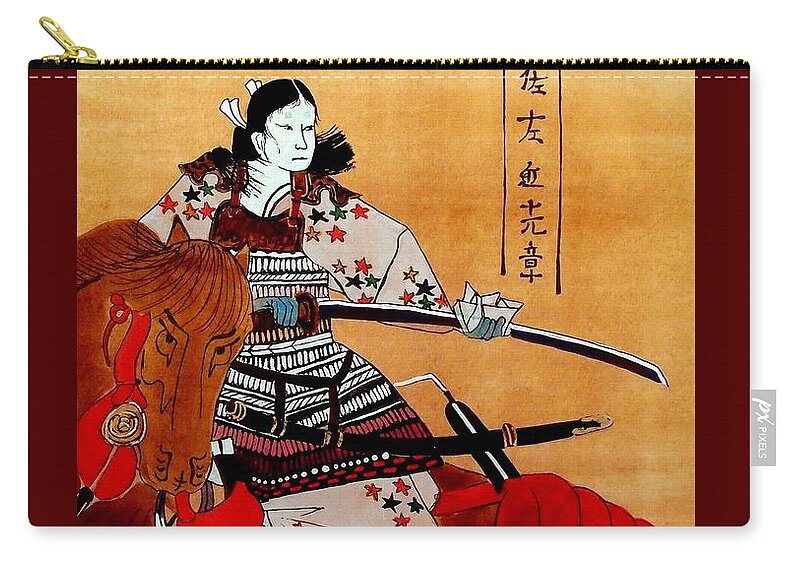 Samurai Zip Pouch featuring the painting The Age of the Samurai 10 by Dora Hathazi Mendes