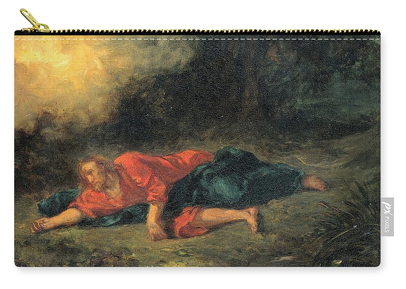 Eugene Delacroix Zip Pouch featuring the painting The Agony in the Garden by Eugene Delacroix