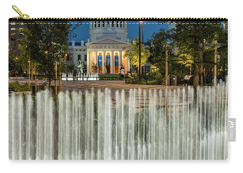 Arch Zip Pouch featuring the photograph The arch from Keiner Plaza Fountains by Garry McMichael