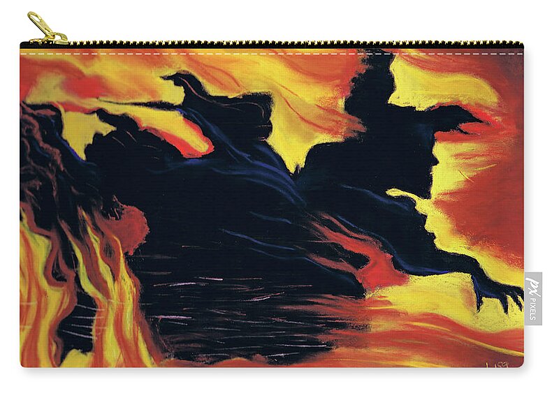Wizard Of Oz Zip Pouch featuring the painting The Arrival of The Wicked by Lisa Crisman