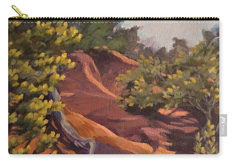 Landscape Zip Pouch featuring the painting The Arroyo by Sharon Cromwell