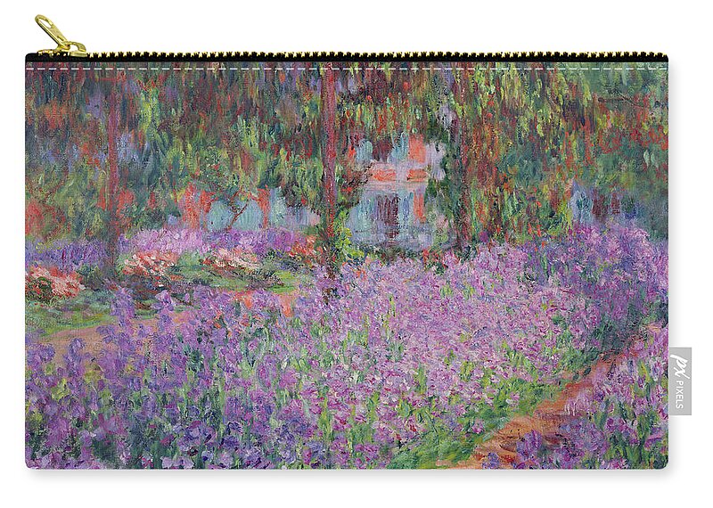 The Zip Pouch featuring the painting The Artists Garden at Giverny by Claude Monet