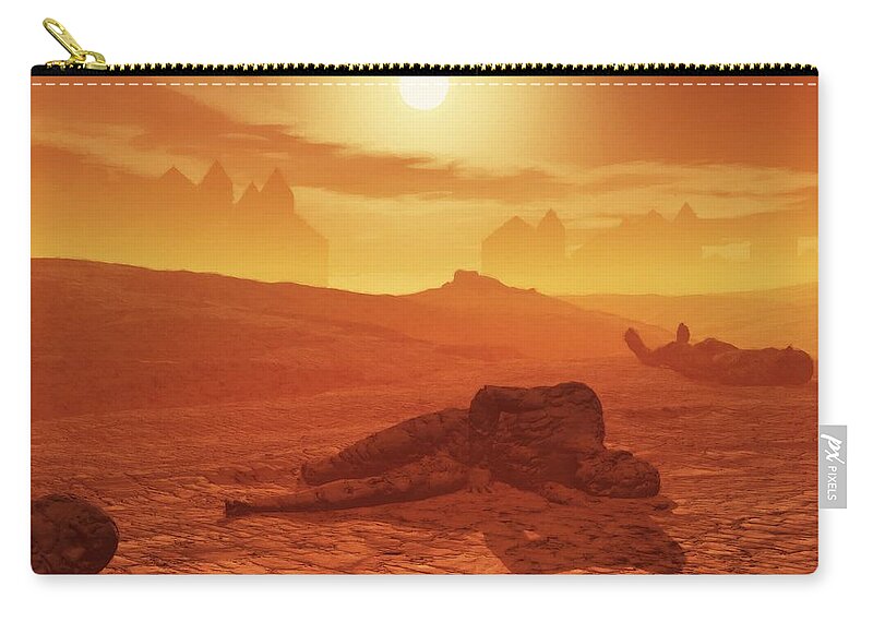 Post Apocalyptic Zip Pouch featuring the digital art The Ash Vessels by John Alexander