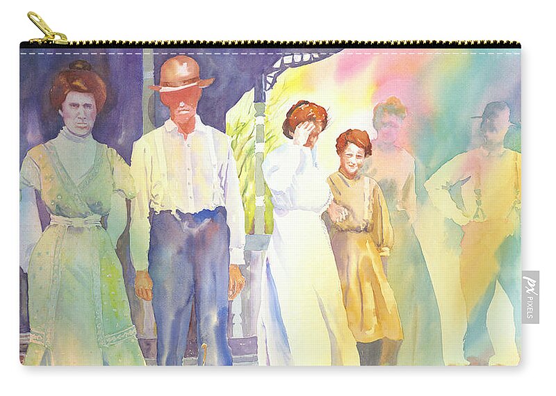 Family Zip Pouch featuring the painting The Aunts Come Calling by Tara Moorman