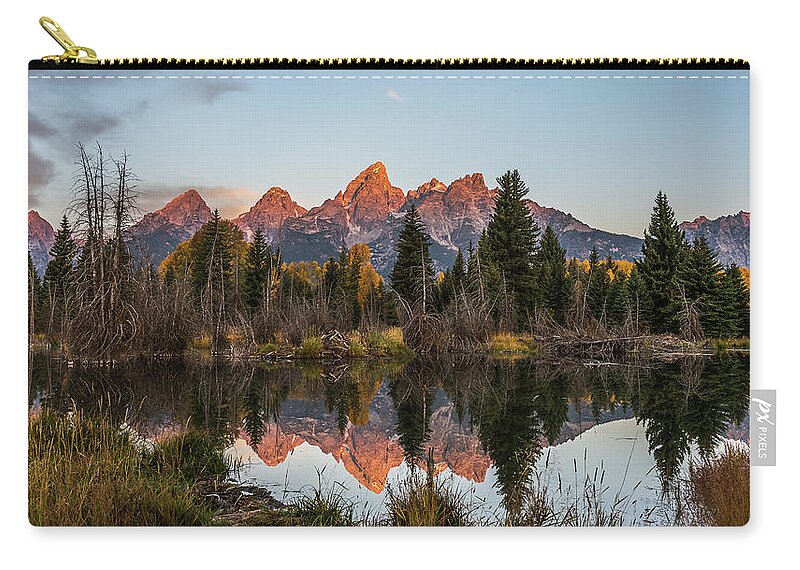 Schwabacher's Landing Zip Pouch featuring the photograph The Autumn Glow At Schwabacher's by Yeates Photography